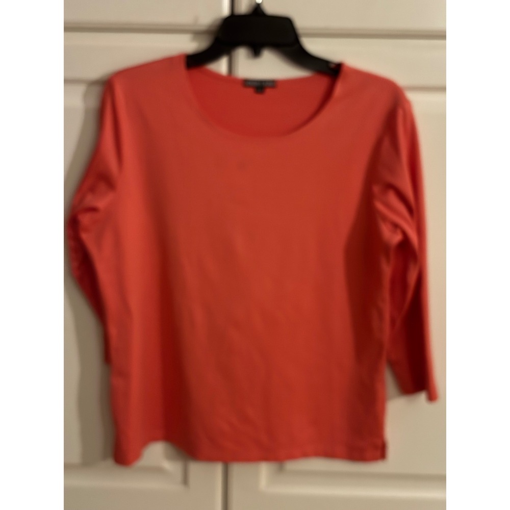 A'Nue Ligne Womens Coral 3/4 Sleeve Top Size 11 Round Neck Casual - Picture 1 of 6